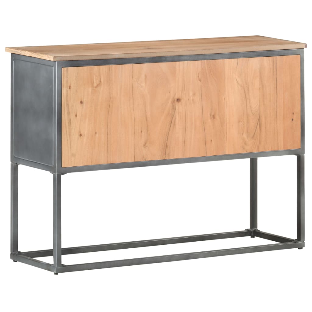 Aparador de madera maciza de acacia gris 100x30x70 cm