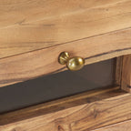 Mueble de TV de madera maciza de acacia 110x30x40 cm