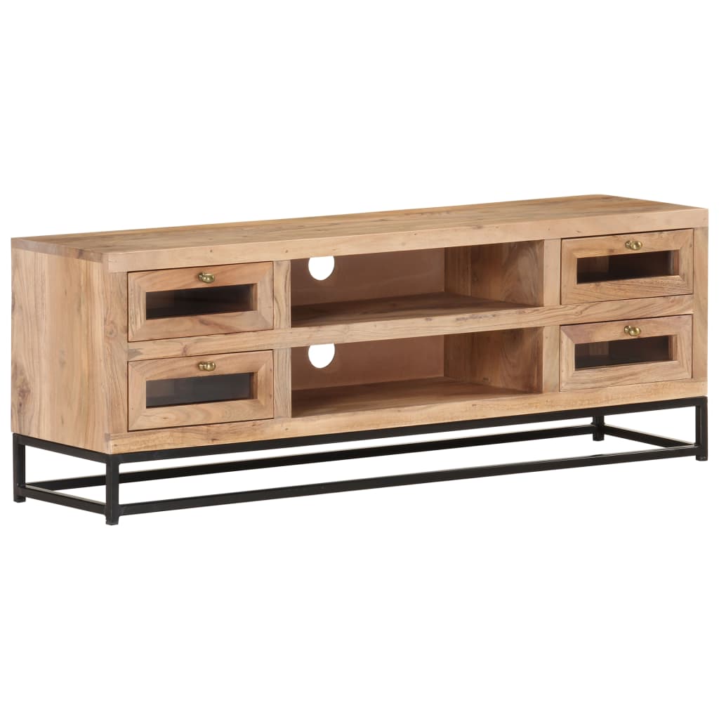 Mueble de TV de madera maciza de acacia 110x30x40 cm