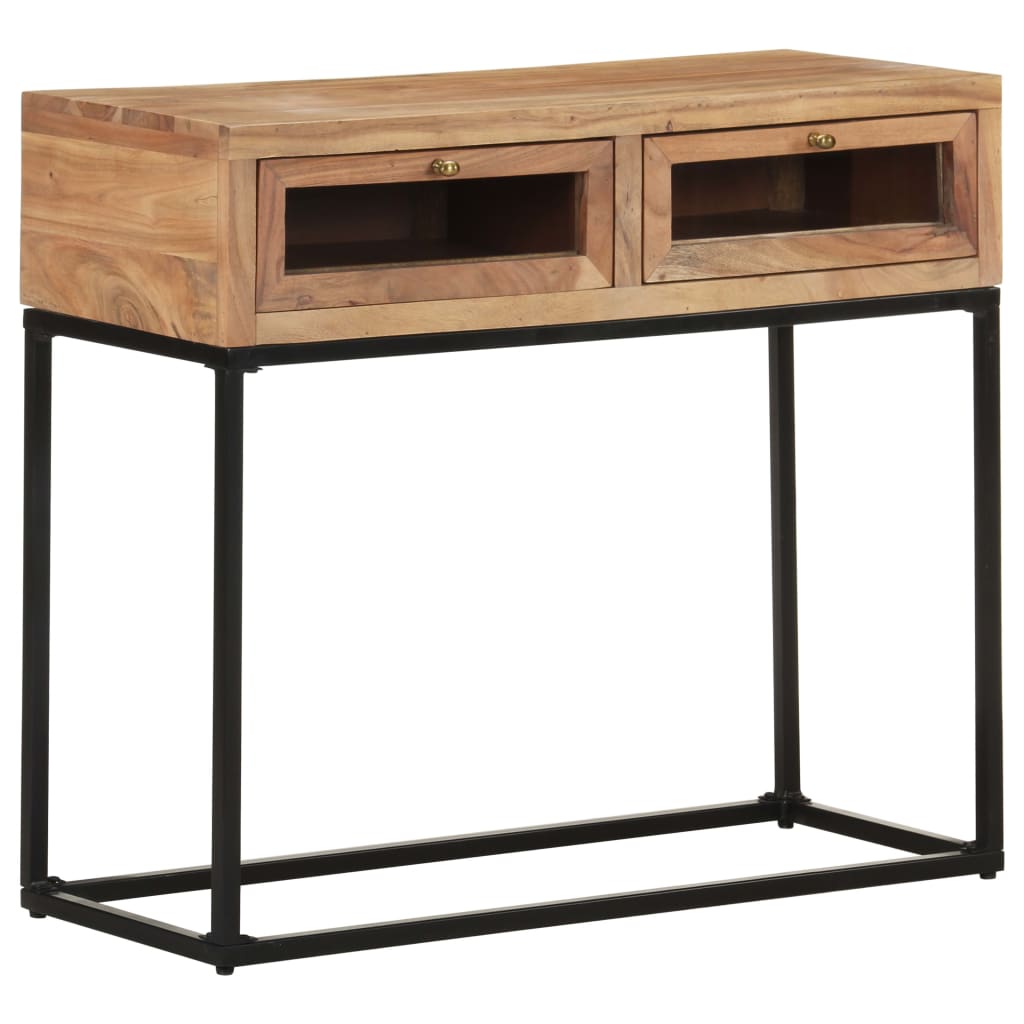 Mesa consola de madera maciza de acacia 110x35x75 cm