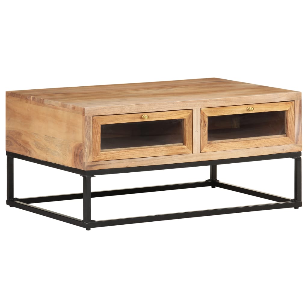 Mesa de centro de madera maciza de acacia 90x60x40 cm