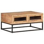 Mesa de centro de madera maciza de acacia 90x60x40 cm
