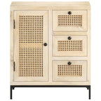 Aparador de madera maciza mango y caña natural 60x35x70 cm