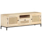 TV unit solid mango wood and natural cane 120x30x40 cm