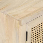 Mueble para TV madera maciza mango y caña natural 120x30x40 cm