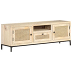 Mueble para TV madera maciza mango y caña natural 120x30x40 cm