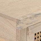Mesa consola madera maciza de mango y caña natural 100x35x76 cm