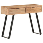Mesa consola de madera de acacia bordes naturales 100x35x76 cm