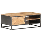 Mesa de centro de madera maciza de acacia 90x50x35 cm