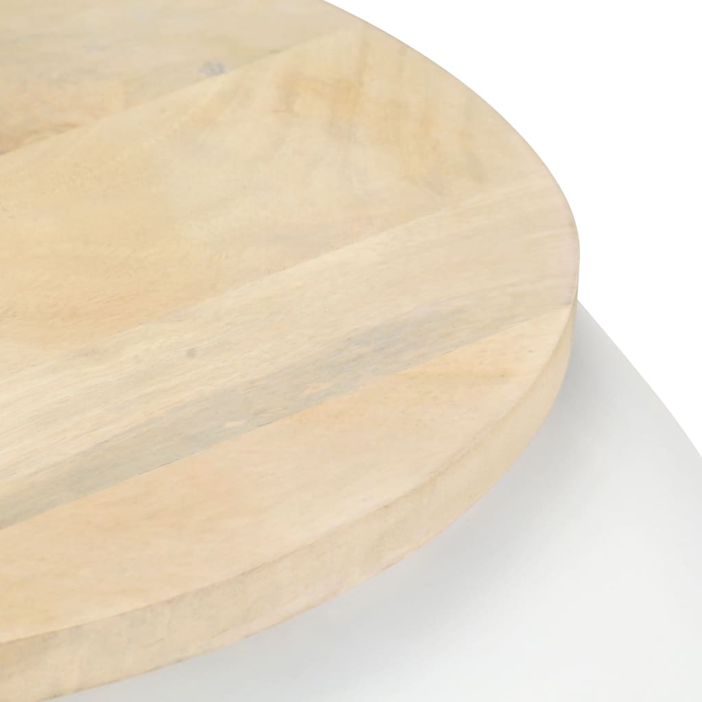 Mesa de centro de madera maciza de mango blanca 68x68x30 cm