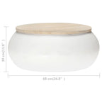 Mesa de centro de madera maciza de mango blanca 68x68x30 cm