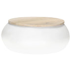 Mesa de centro de madera maciza de mango blanca 68x68x30 cm