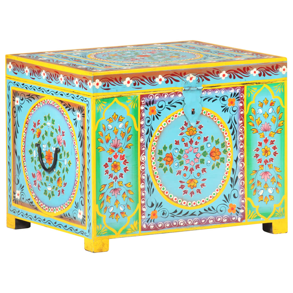 Caja almacenaje pintada a mano 50x40x40 cm madera mango maciza