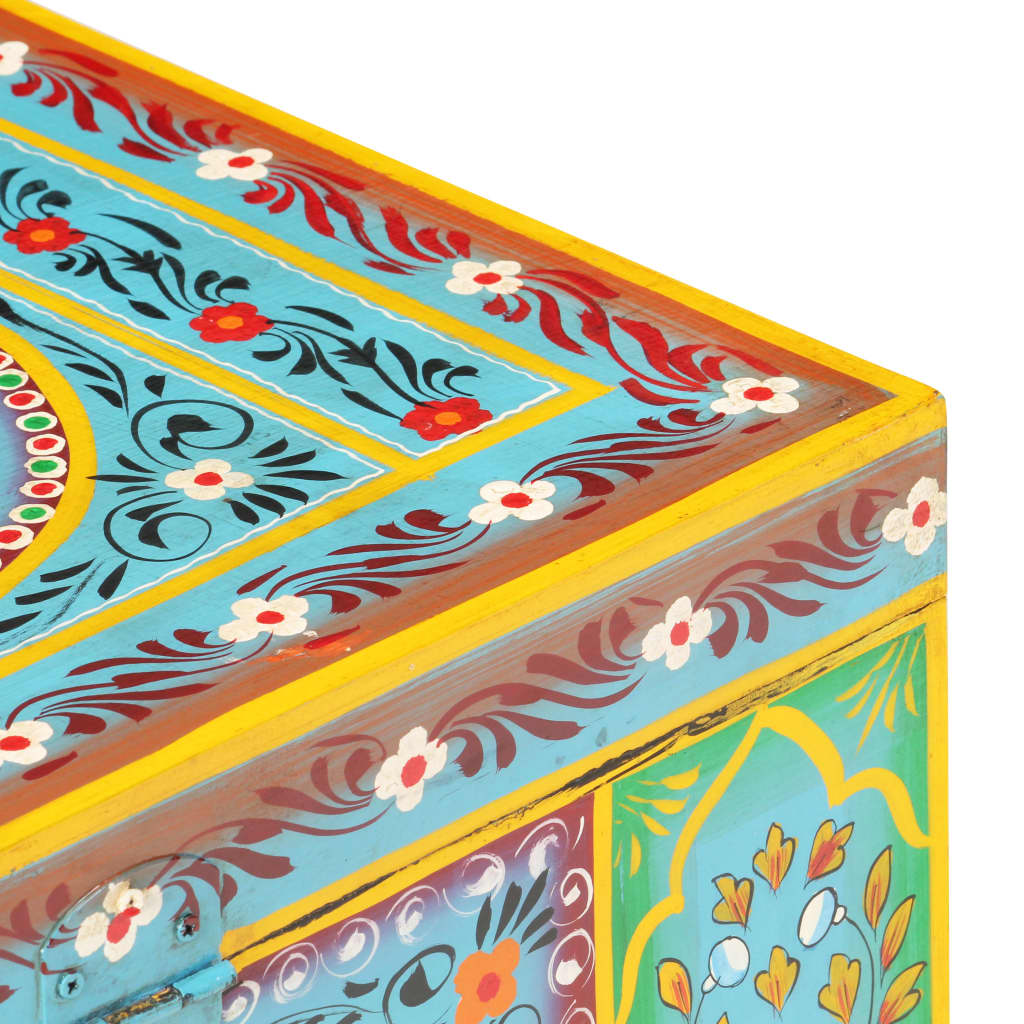 Caja almacenaje pintada a mano 50x40x40 cm madera mango maciza