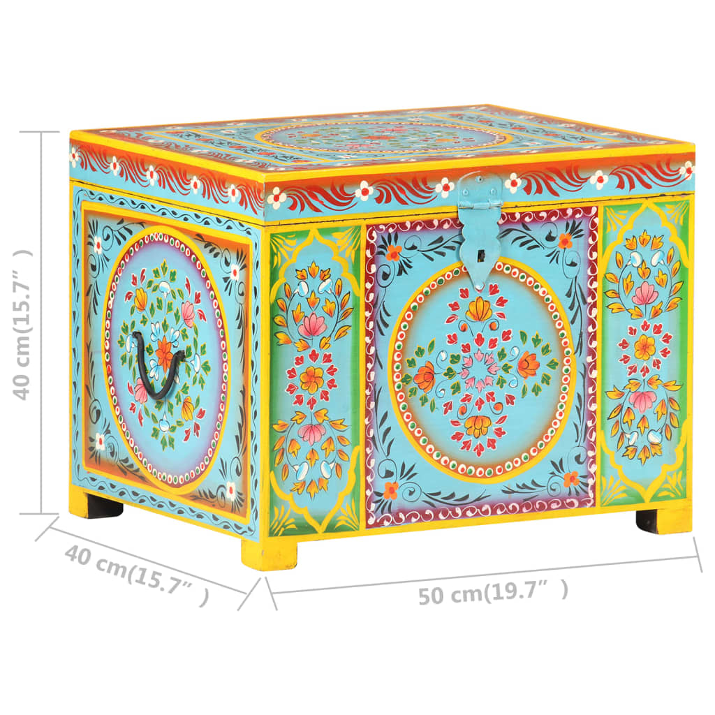 Caja almacenaje pintada a mano 50x40x40 cm madera mango maciza