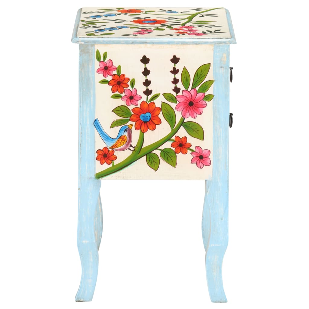 Mesita de noche pintada a mano madera maciza mango 40x30x50 cm