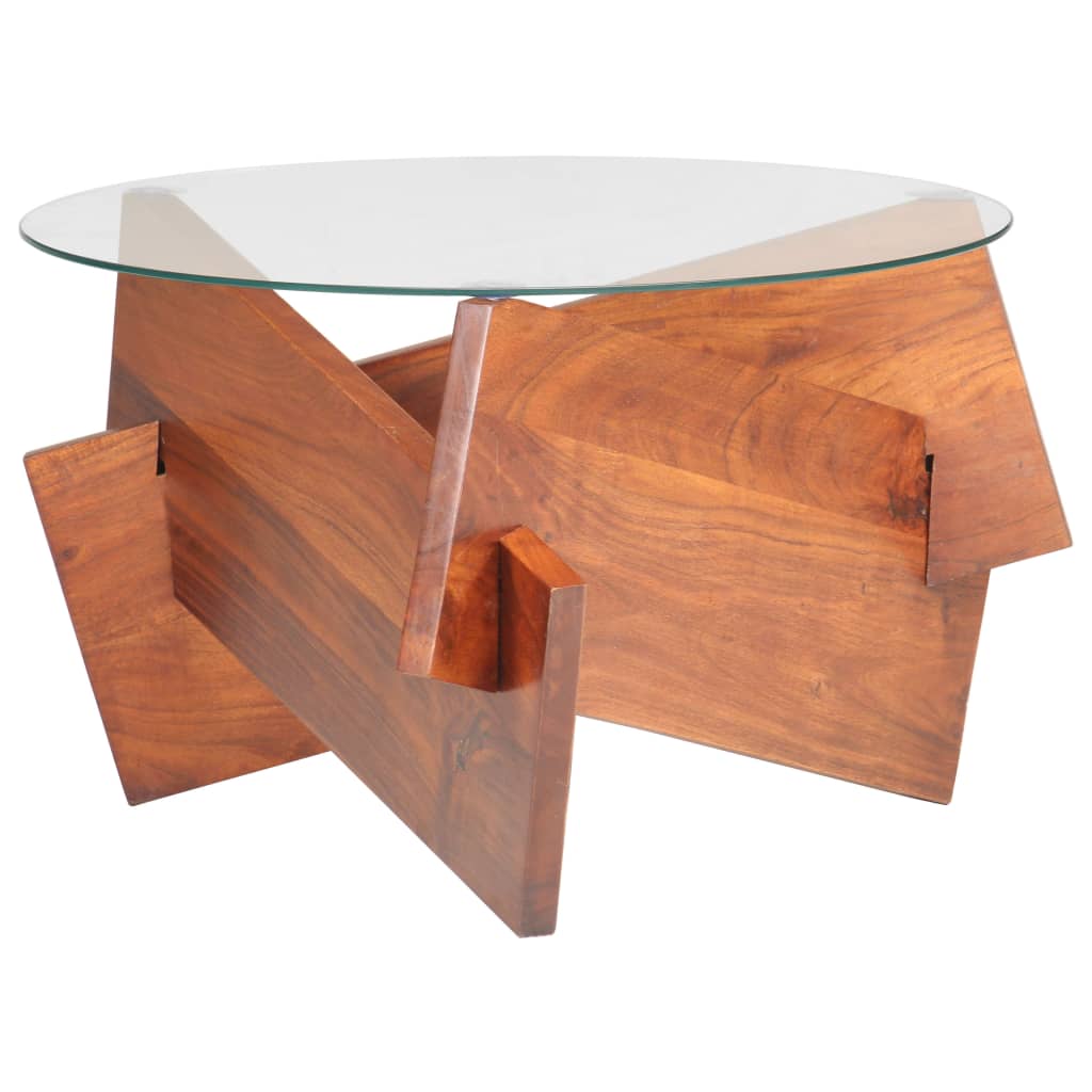 Mesa de centro de madera maciza de acacia 66 cm
