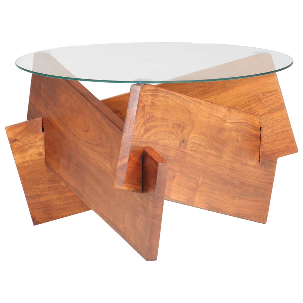 Mesa de centro de madera maciza de acacia 66 cm