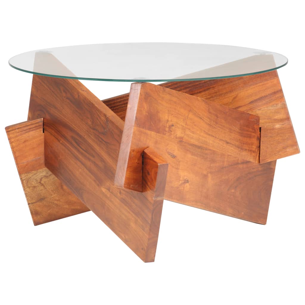 Mesa de centro de madera maciza de acacia 66 cm