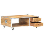 Mesa de centro de madera maciza de mango rugosa 89x59x33 cm