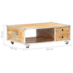 Mesa de centro de madera maciza de mango rugosa 89x59x33 cm