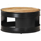 Mesa de centro madeira maciça de mangueira preta rugosa 68x68x36 cm