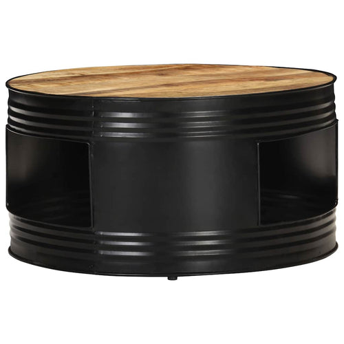 Black rough solid mango wood coffee table 68x68x36 cm