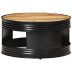 Mesa de centro madera maciza de mango rugosa negra 68x68x36 cm