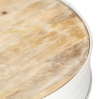 Mesa de centro de madera de mango maciza blanca 68x68x36 cm