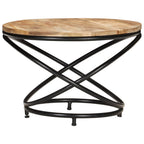 Mesa de centro madera maciza de mango rugosa negra 60x60x40 cm