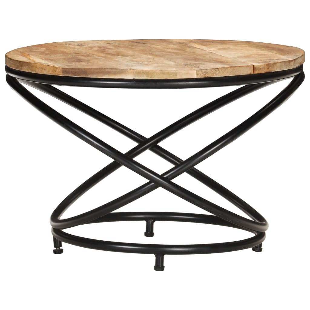Mesa de centro madera maciza de mango rugosa negra 60x60x40 cm