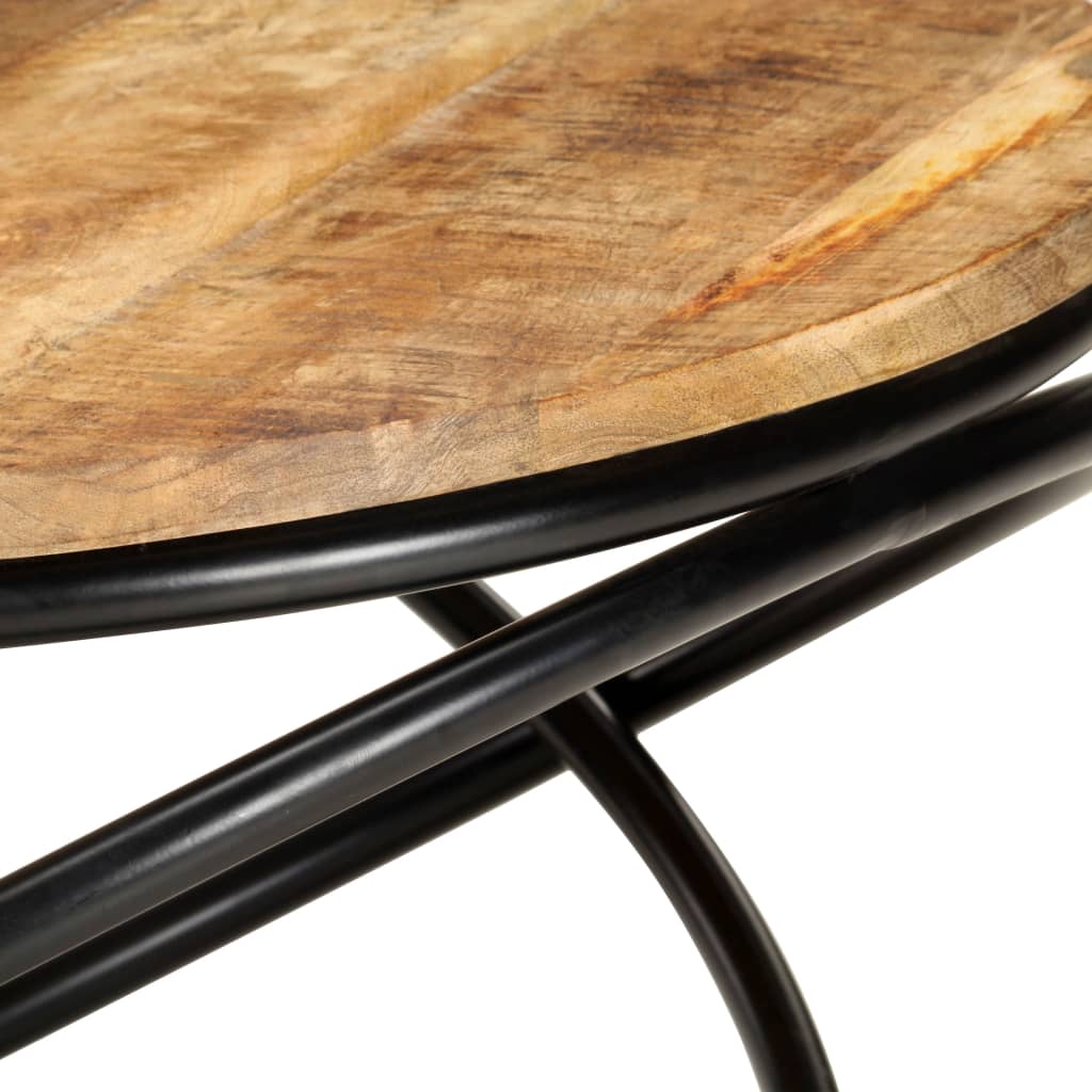 Mesa de centro madera maciza de mango rugosa negra 60x60x40 cm