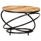 Mesa de centro madera maciza de mango rugosa negra 60x60x40 cm