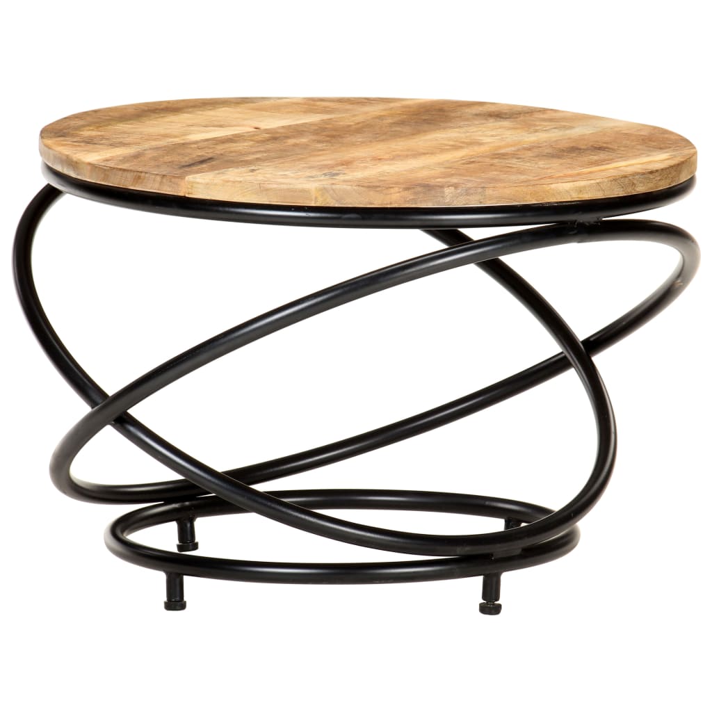 Mesa de centro madera maciza de mango rugosa negra 60x60x40 cm