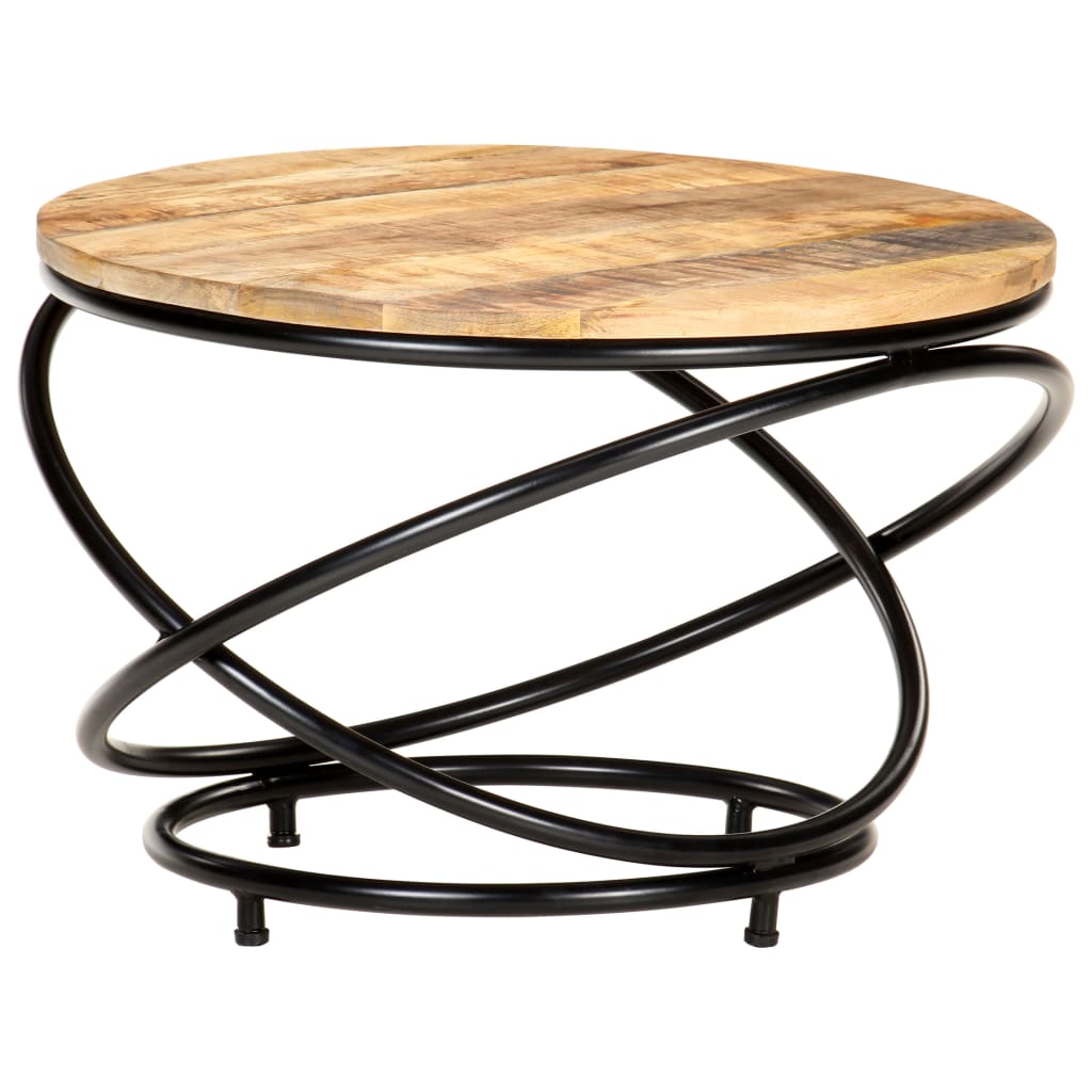 Mesa de centro madera maciza de mango rugosa negra 60x60x40 cm