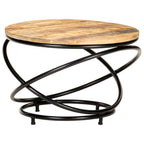 Mesa de centro madera maciza de mango rugosa negra 60x60x40 cm
