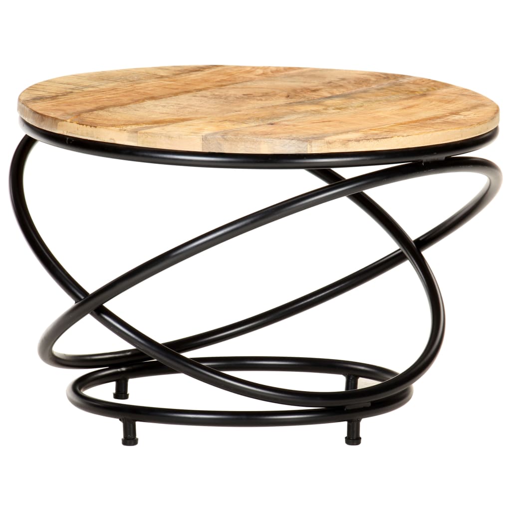 Mesa de centro madera maciza de mango rugosa negra 60x60x40 cm