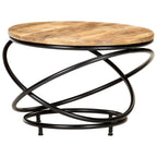 Mesa de centro madera maciza de mango rugosa negra 60x60x40 cm