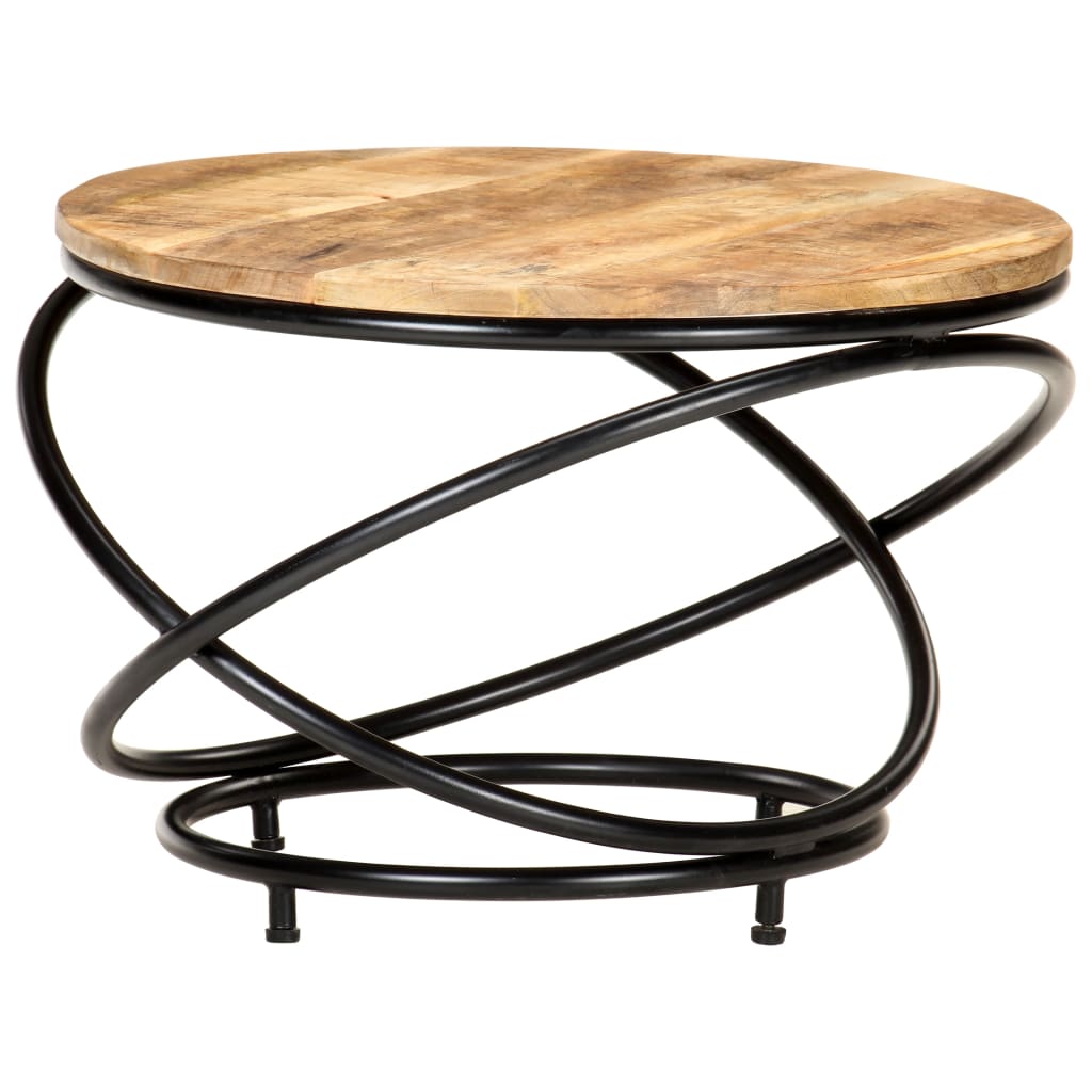 Mesa de centro madera maciza de mango rugosa negra 60x60x40 cm