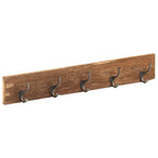 Perchero de recibidor 5 ganchos madera reciclada 100x2,5x15 cm