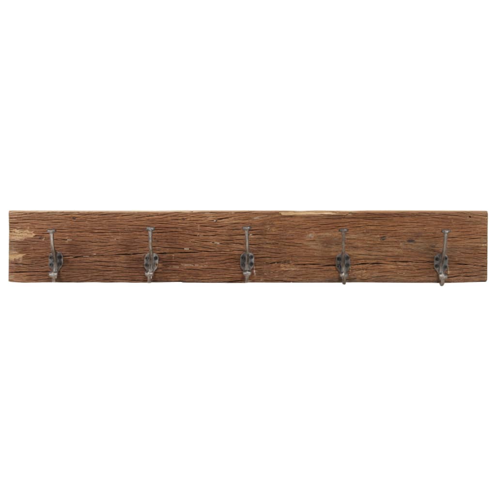 Perchero de recibidor 5 ganchos madera reciclada 100x2,5x15 cm