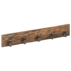 Perchero de recibidor 5 ganchos madera reciclada 100x2,5x15 cm