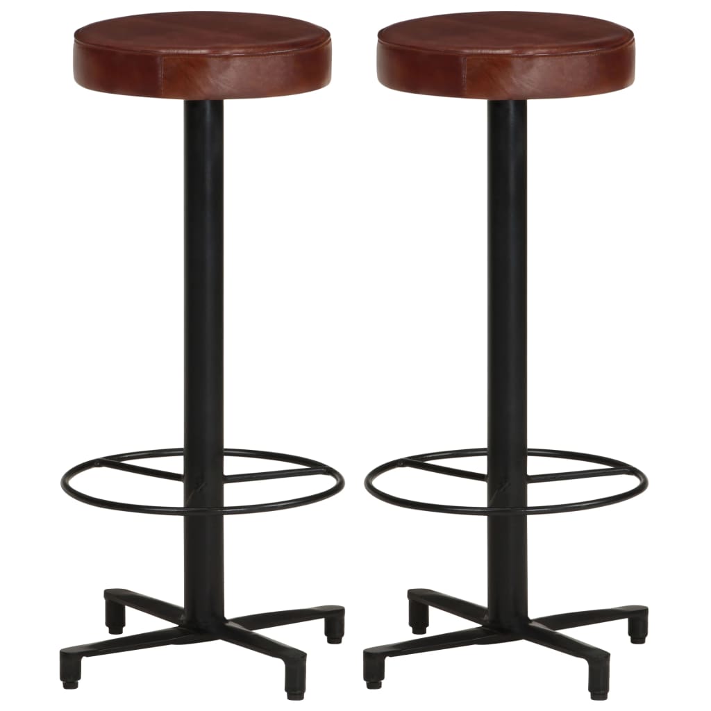 Taburetes de barra de cocina 2 unidades cuero auténtico 52 cm