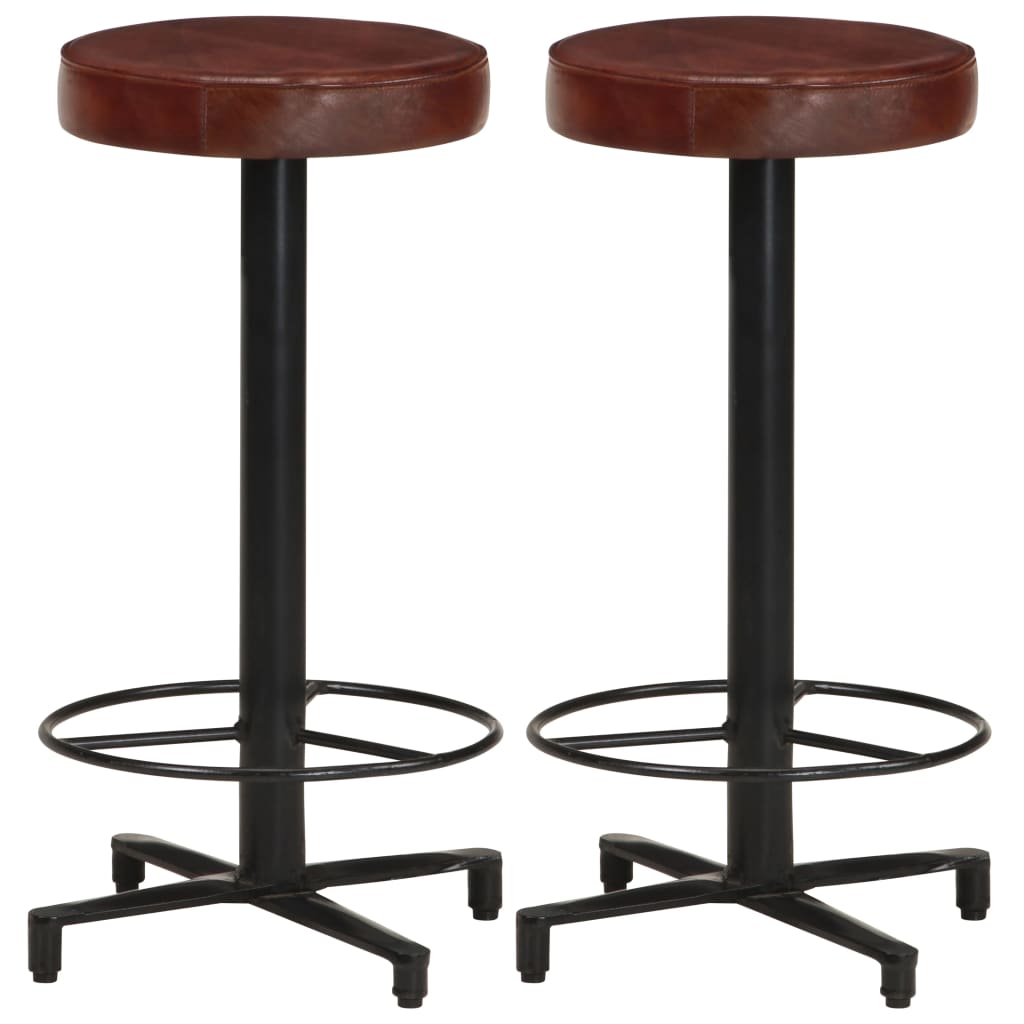 Taburetes de barra de cocina 2 unidades cuero auténtico 52 cm