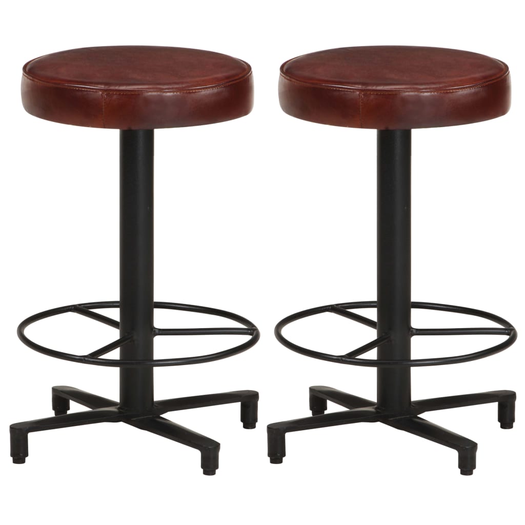 Taburetes de barra de cocina 2 unidades cuero auténtico 52 cm