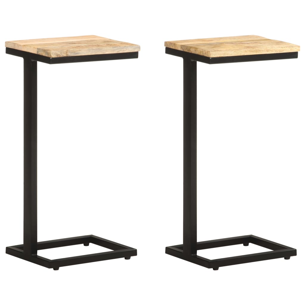 Mesa auxiliar de madera de mango rugosa 30x30x33 cm