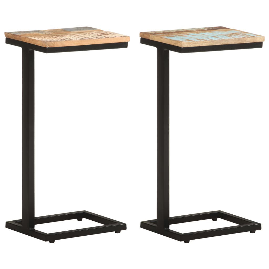 Mesitas auxiliares 2 uds madera reciclada 31,5x24,5x64,5 cm