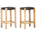 Taburetes de cocina 2 unidades cuero auténtico negro 75 cm