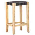 Taburetes de cocina 2 unidades cuero auténtico negro 75 cm