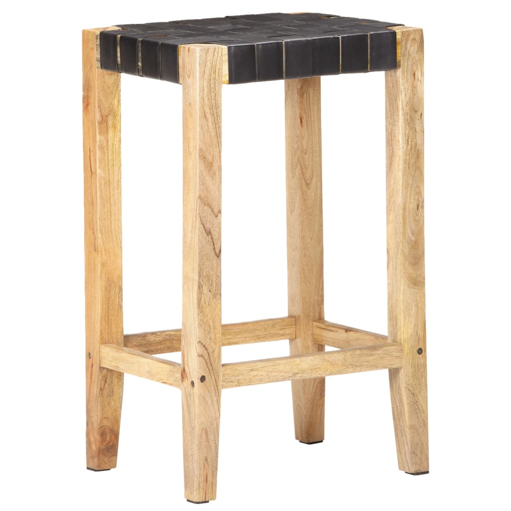 Taburetes de cocina 2 unidades cuero auténtico negro 75 cm
